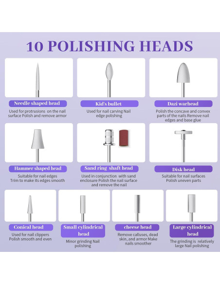 Kit de Manicura y Pedicura Aleanu - Taladro Inalámbrico 10 Velocidades