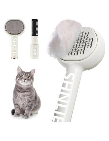 Cepillo de Aseo para Gatos Shnlie 3 en 1 Blanco - Autolimpiante