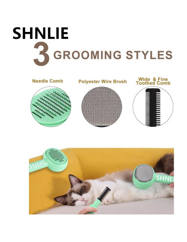 Cepillo de Aseo para Gatos Shnlie 3 en 1 Blanco - Autolimpiante