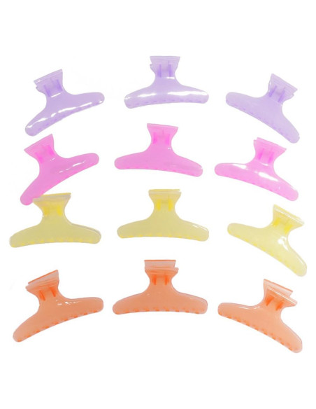 12 Clips de Plástico Mariposa Qfauto para Cabello 8cm Multicolor