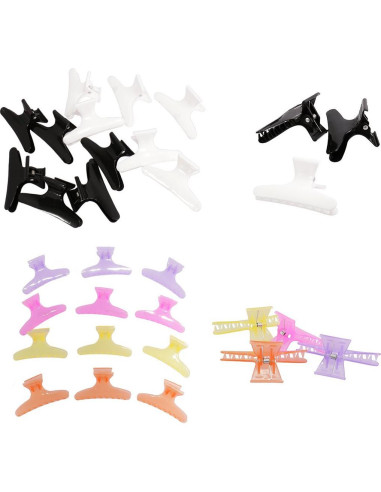 12 Clips de Plástico Mariposa Qfauto para Cabello 8cm Multicolor