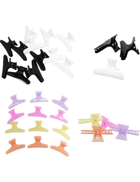 12 Clips de Plástico Mariposa Qfauto para Cabello 8cm Multicolor
