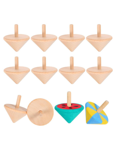 Trompos de Madera NUOBESTY 12 Pcs Juguetes Educativos DIY