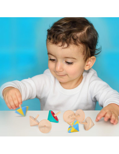 Trompos de Madera NUOBESTY 12 Pcs Juguetes Educativos DIY