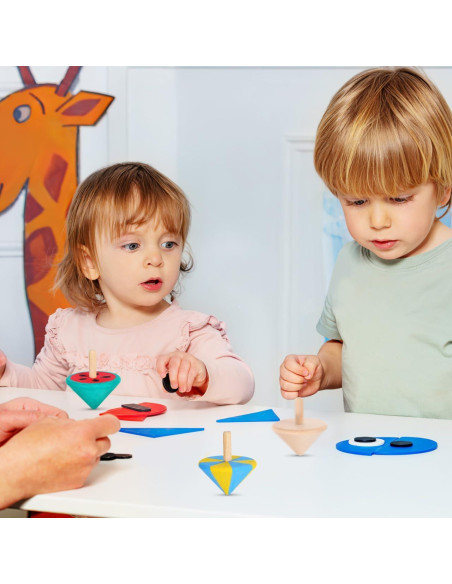 Trompos de Madera NUOBESTY 12 Pcs Juguetes Educativos DIY