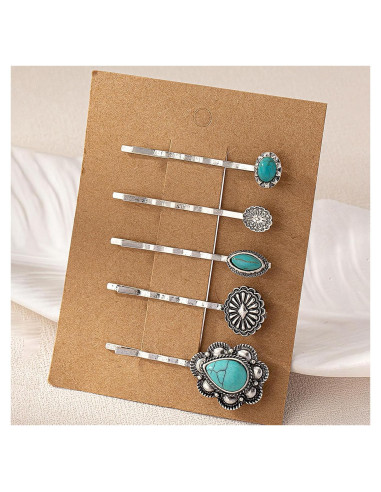 Juego de 5 Clips para el Cabello Turquesa KOVOLITU Estilo Boho