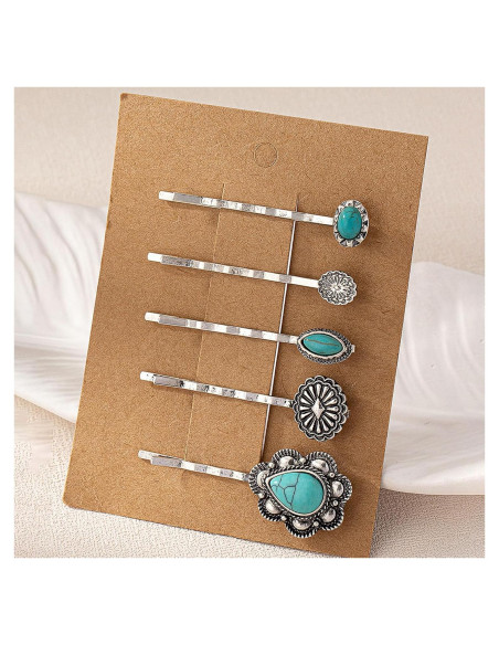 Juego de 5 Clips para el Cabello Turquesa KOVOLITU Estilo Boho