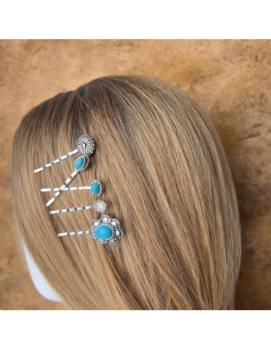 Juego de 5 Clips para el Cabello Turquesa KOVOLITU Estilo Boho