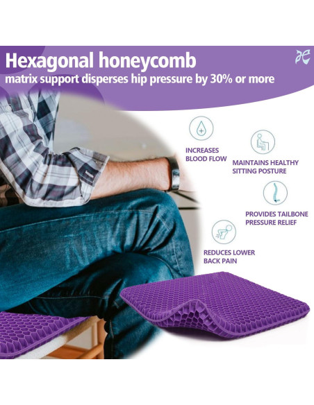 Cojín de Gel Morado JAEMEYEM 50x50 cm Antideslizante