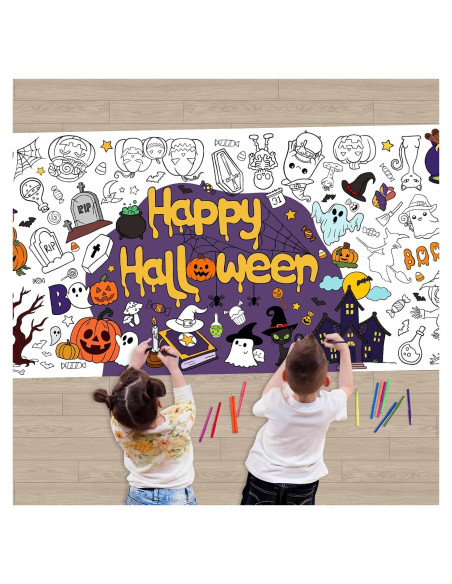 Mantel de Colorear Gigante Hedeey Halloween 183x86 cm Desechable
