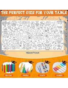 Mantel de Colorear Gigante Hedeey Halloween 183x86 cm Desechable 2