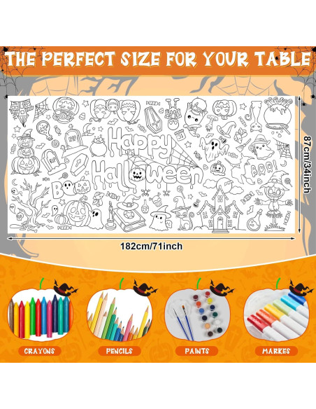 Mantel de Colorear Gigante Hedeey Halloween 183x86 cm Desechable