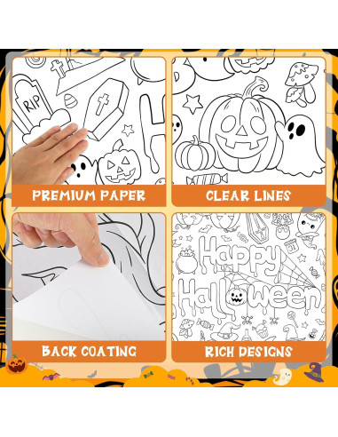 Mantel de Colorear Gigante Hedeey Halloween 183x86 cm Desechable