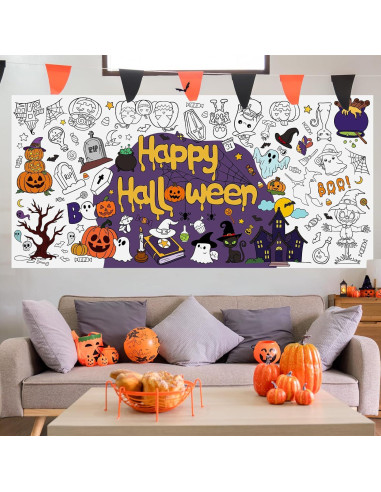 Mantel de Colorear Gigante Hedeey Halloween 183x86 cm Desechable