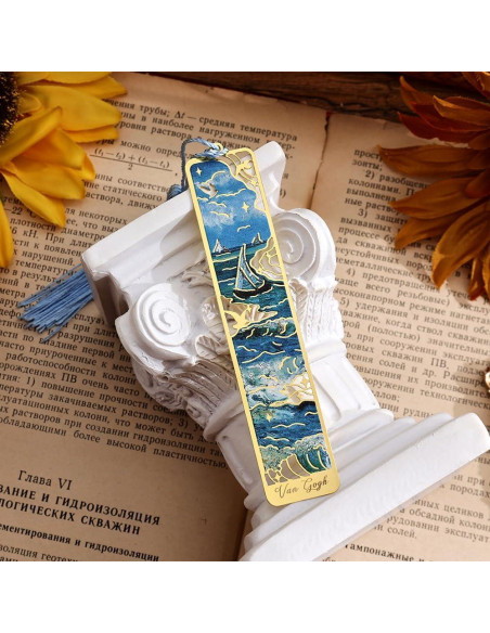 12 Marcadores de Libro de Metal Icceemee con Borlas y Arte