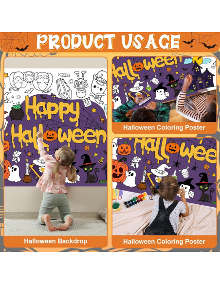 Mantel de Colorear Gigante Hedeey Halloween 183x86 cm Desechable
