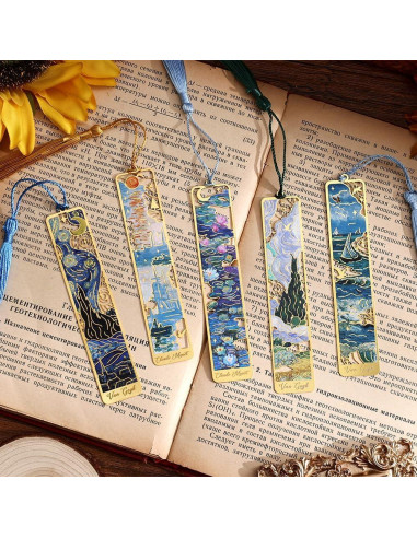 12 Marcadores de Libro de Metal Icceemee con Borlas y Arte