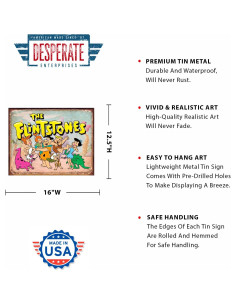 Cartel de Metal Retro Desperate Enterprises Flintstones 40x31.75cm 2