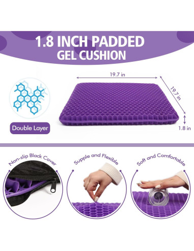 Cojín de Gel Morado JAEMEYEM 50x50 cm Antideslizante