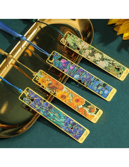 12 Marcadores de Libro de Metal Icceemee con Borlas y Arte