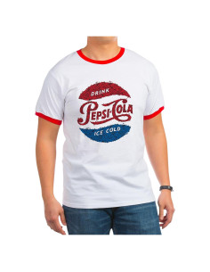 Camiseta Ringer Vintage CaféPress 100% Algodón Rojo/Blanco