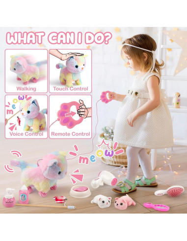 Gato de Peluche Electrónico Interactivo deAO 30 cm