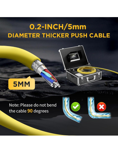 Cámara de Alcantarillado OKK 30m con Pantalla 7" HD y DVR