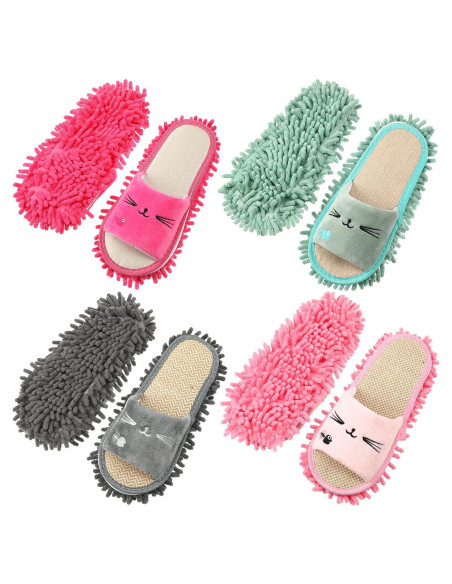 Zapatillas de Mopa Lavables Wesiti - 4 Pares Microfibra Medianas