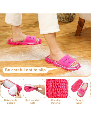 Zapatillas de Mopa Lavables Wesiti - 4 Pares Microfibra Medianas