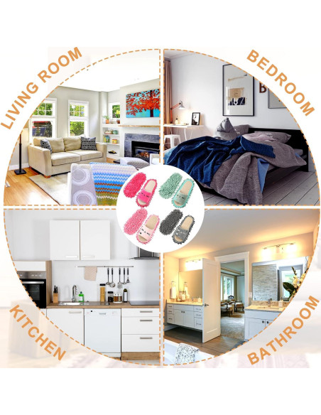 Zapatillas de Mopa Lavables Wesiti - 4 Pares Microfibra Medianas