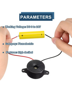 10 Zumbadores Piezoeléctricos Activos DC 3-24V DAOKAI 85dB 2