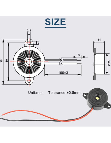 10 Zumbadores Piezoeléctricos Activos DC 3-24V DAOKAI 85dB