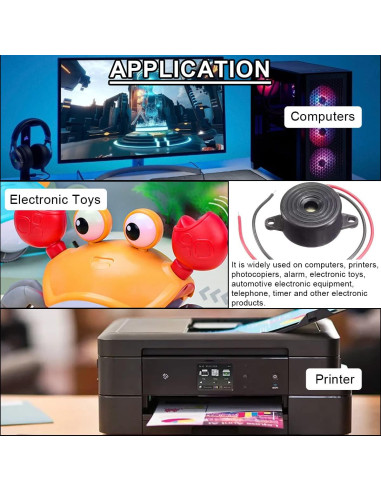 10 Zumbadores Piezoeléctricos Activos DC 3-24V DAOKAI 85dB