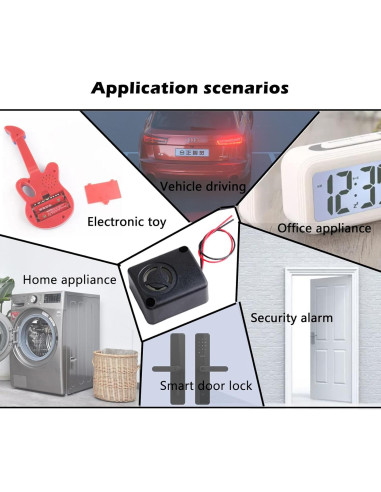 Sirena de Alarma Mini Piezo Wishiot 12V DC 110dB - Paquete de 5