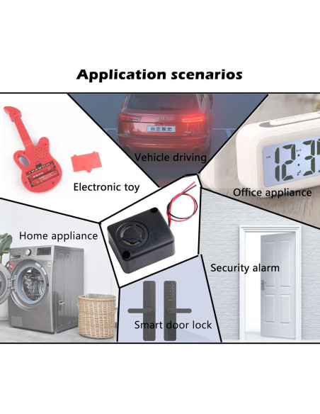 Sirena de Alarma Mini Piezo Wishiot 12V DC 110dB - Paquete de 5