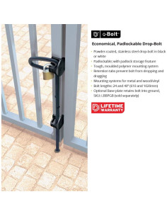 Cerrojo de Caída D&D Technologies QB124 24" Acero Inoxidable Negro 2