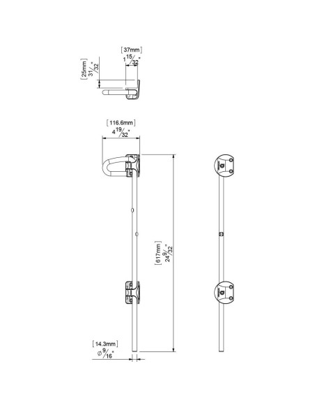 Cerrojo de Caída D&D Technologies QB124 24" Acero Inoxidable Negro