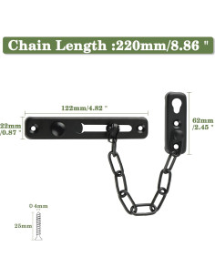Cerradura de cadena Mooche 220mm acero inoxidable negra 2