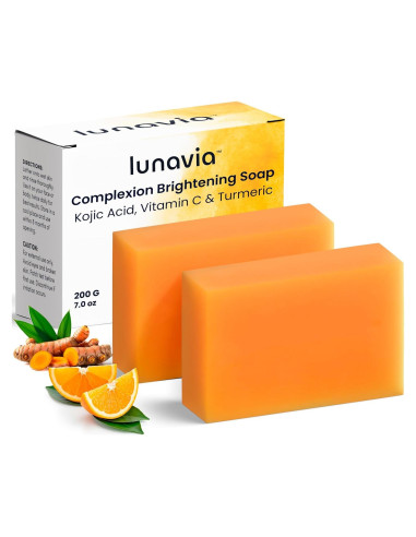 Jabón Aclarador Lunavia 99g - Ácido Kójico, Vitamina C, Retinol
