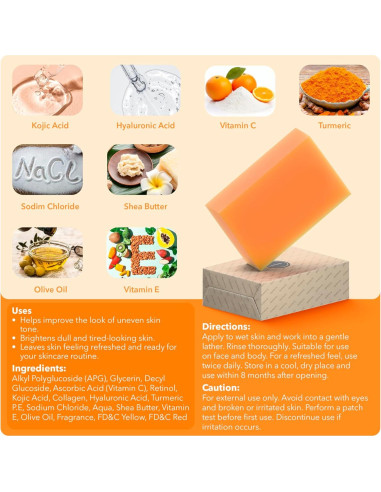 Jabón Aclarador Lunavia 99g - Ácido Kójico, Vitamina C, Retinol