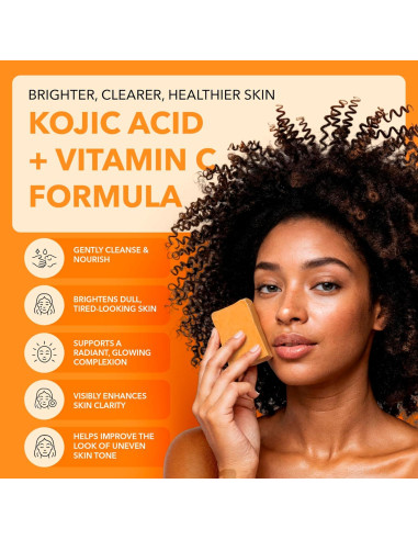 Jabón Aclarador Lunavia 99g - Ácido Kójico, Vitamina C, Retinol