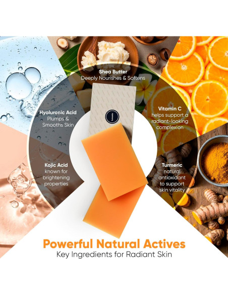 Jabón Aclarador Lunavia 99g - Ácido Kójico, Vitamina C, Retinol