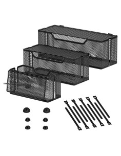 Caja de Gestión de Cables Marbrasse 3 Piezas Negra - Organizador