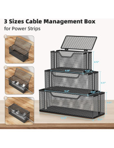 Caja de Gestión de Cables Marbrasse 3 Piezas Negra - Organizador 2