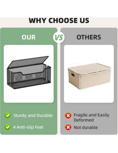 Caja de Gestión de Cables Marbrasse 3 Piezas Negra - Organizador