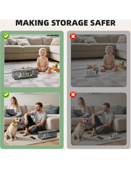 Caja de Gestión de Cables Marbrasse 3 Piezas Negra - Organizador