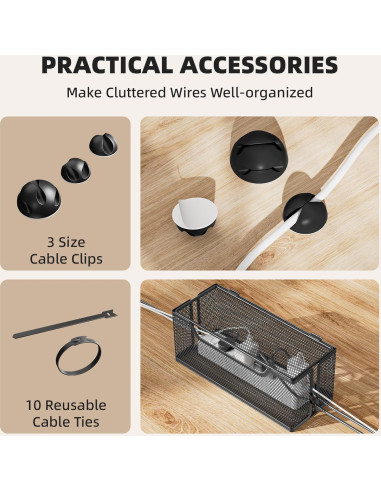 Caja de Gestión de Cables Marbrasse 3 Piezas Negra - Organizador