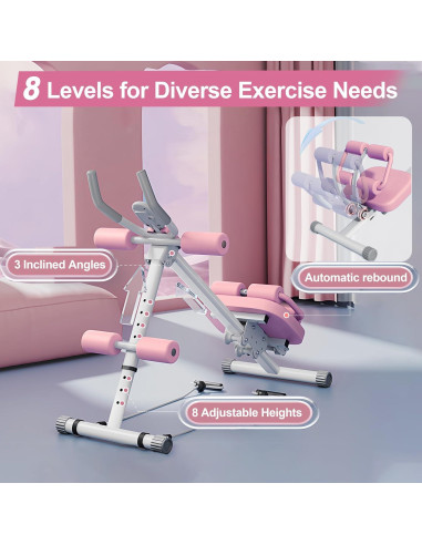 Máquina Multifuncional Abdominal EPHESPORT EP-AB Plegable Rosa