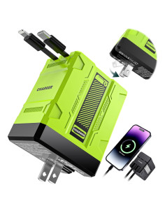 Cargador 2 en 1 AWROSE con Carga Rápida y Cables Retráctiles