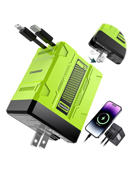 Cargador 2 en 1 AWROSE con Carga Rápida y Cables Retráctiles